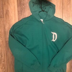 Teal Zip-Up Hoodie with D Logo